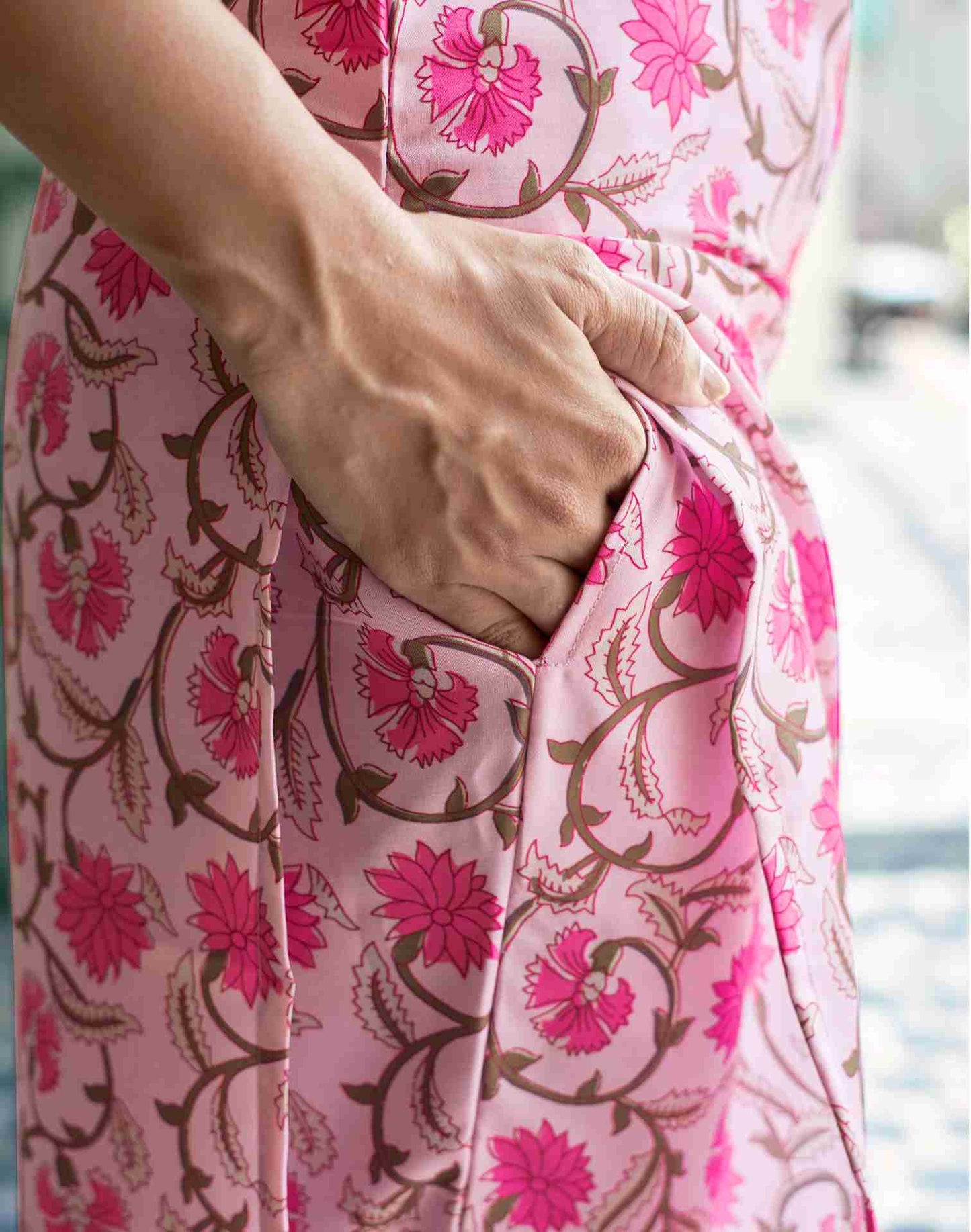 Pink Rayon Printed Kurta Set With Dupatta