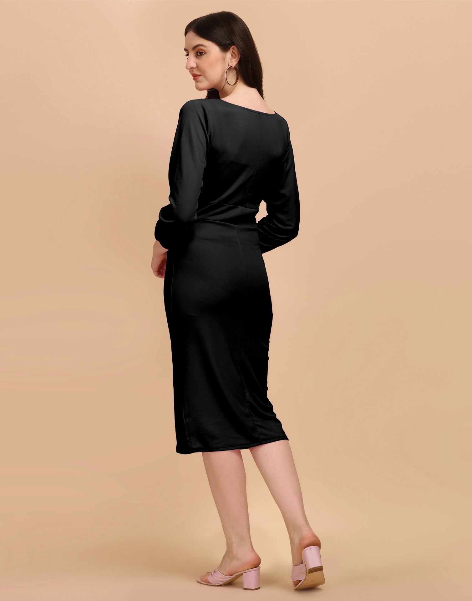 Whimsical Black Coloured Knitted Lycra Dress | Sudathi