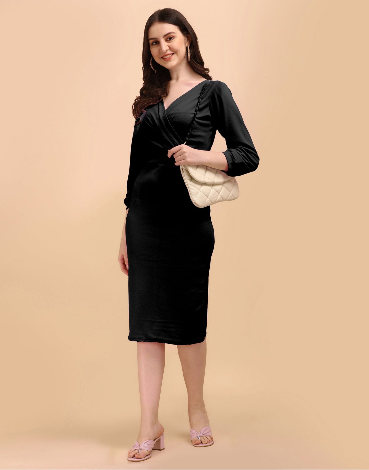 Whimsical Black Coloured Knitted Lycra Dress | Sudathi