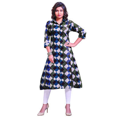 Blue Coloured Printed Cotton Kurti | Sudathi