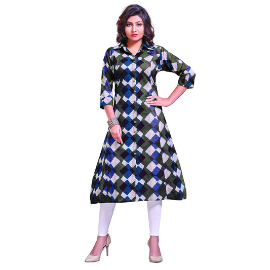 Blue Coloured Printed Cotton Kurti | Sudathi