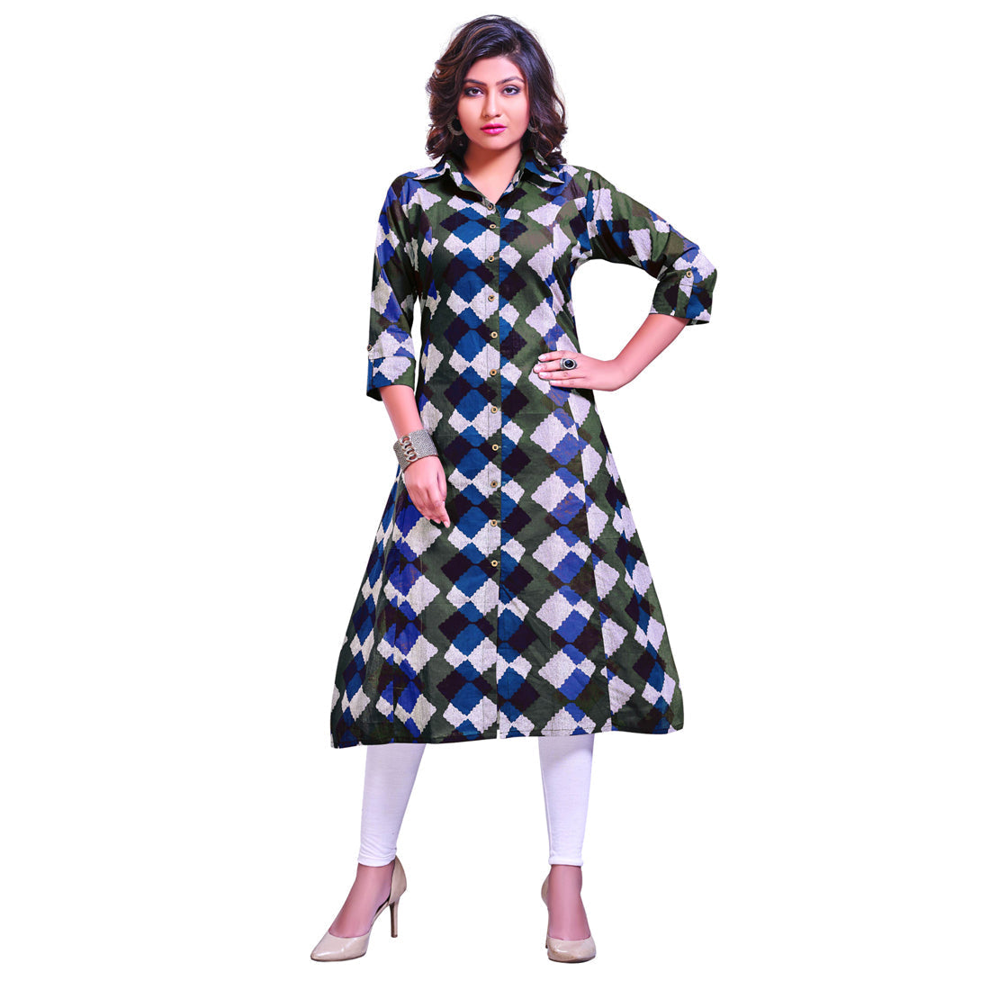 Blue Coloured Printed Cotton Kurti | Sudathi