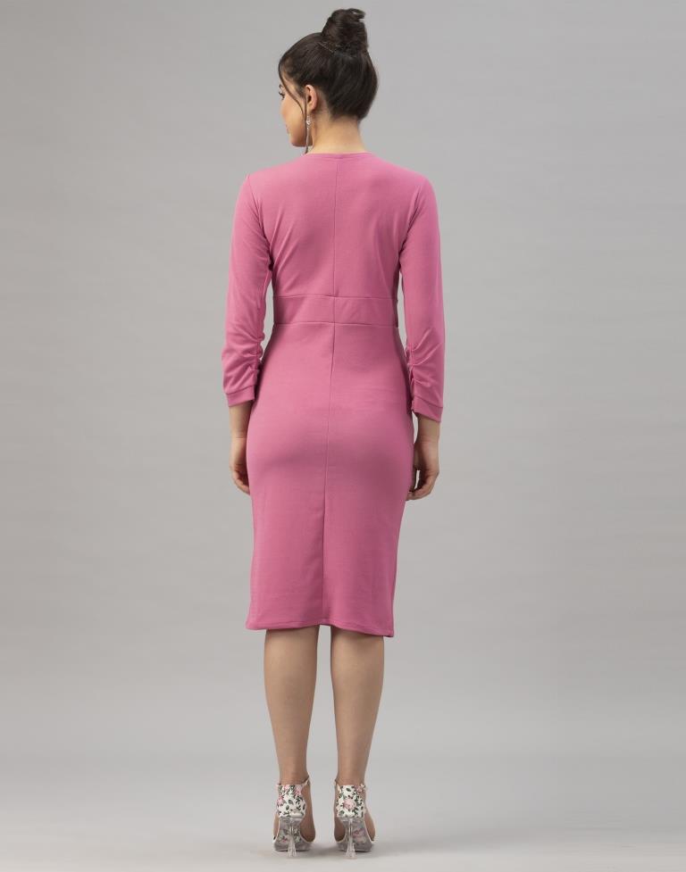Imperial Pink Coloured Knitted Lycra Dress | Sudathi