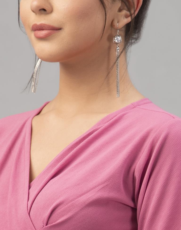 Imperial Pink Coloured Knitted Lycra Dress | Sudathi