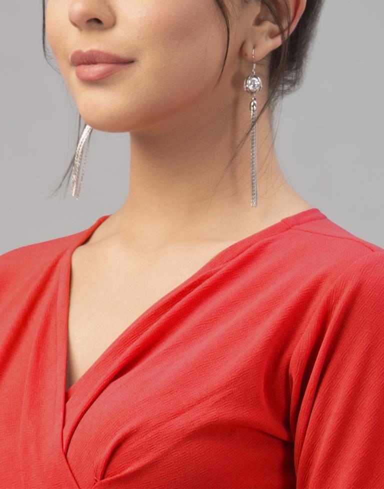 Valiant  Red Coloured Knitted Lycra Dress | Sudathi