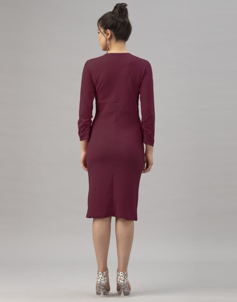 Glistening  Dark Brown Coloured Knitted Lycra Dress | Sudathi