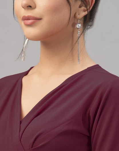 Glistening  Dark Brown Coloured Knitted Lycra Dress | Sudathi