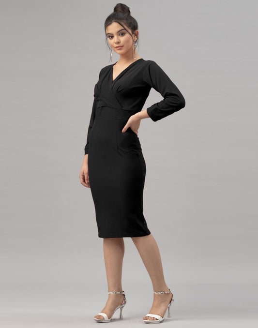 Whimsical Black Coloured Knitted Lycra Dress | Sudathi