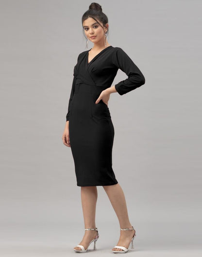 Whimsical Black Coloured Knitted Lycra Dress | Sudathi