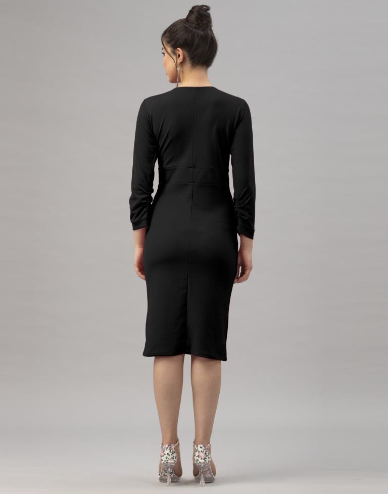Whimsical Black Coloured Knitted Lycra Dress | Sudathi