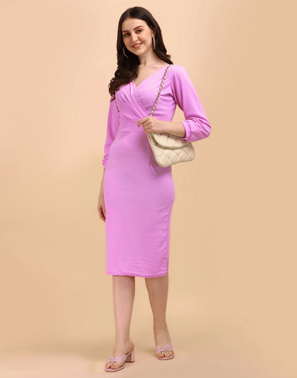 Lavender Knitted Lycra Dress | Leemboodi