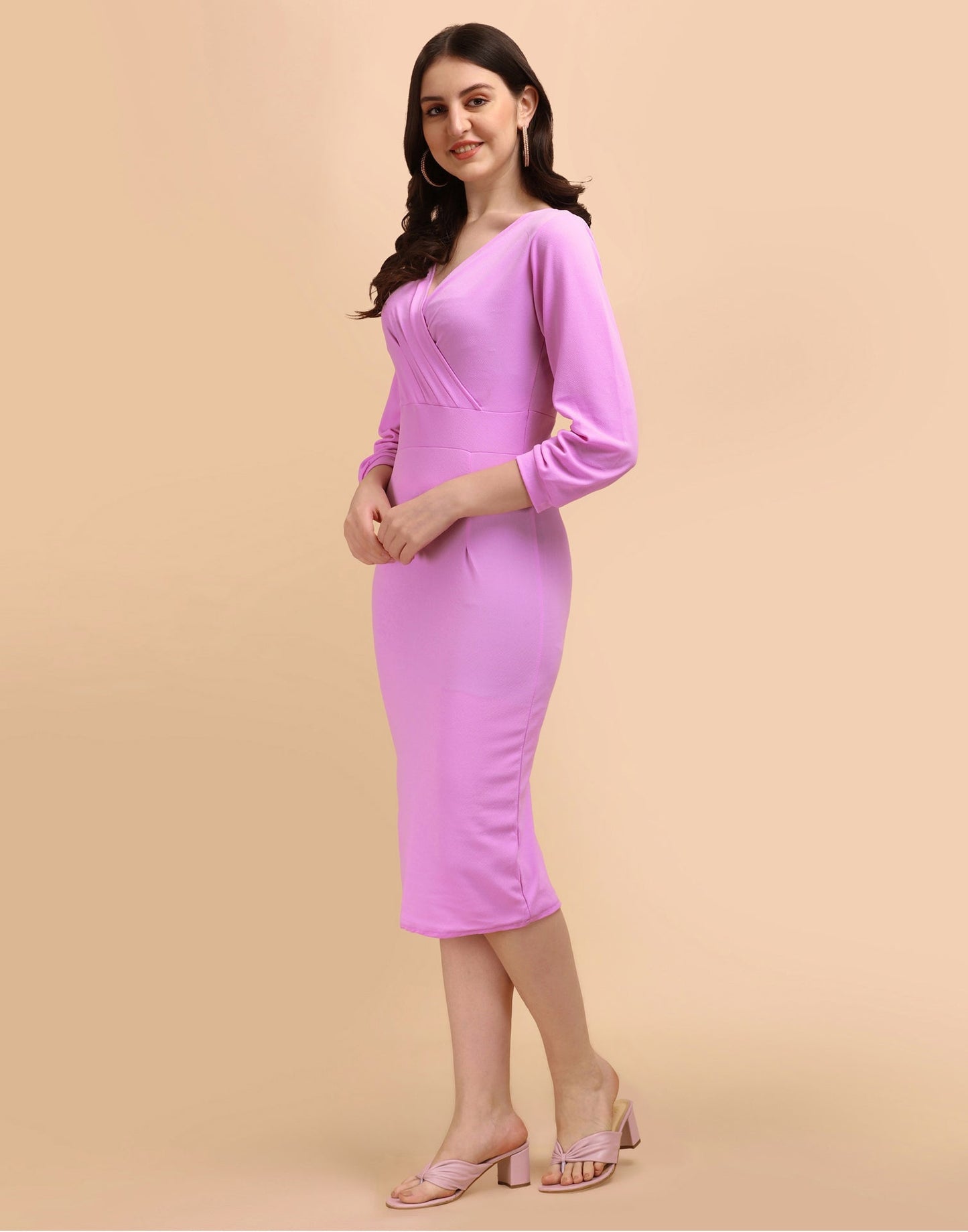 Lavender Knitted Lycra Dress | Leemboodi