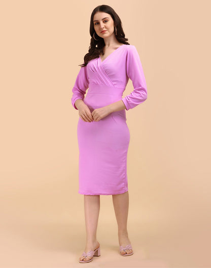 Lavender Knitted Lycra Dress | Leemboodi