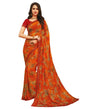 Carrot Orange Coloured Chiffon Printed Casual saree | Leemboodi