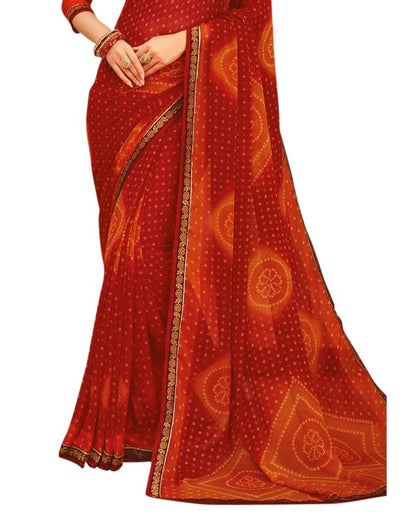 Blood Red Coloured Chiffon Printed Casual saree | Leemboodi
