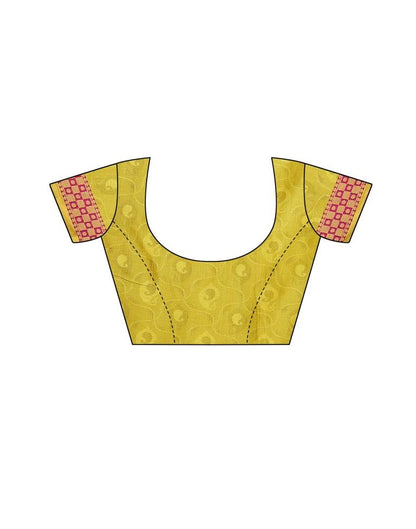 Cadmium Yellow Coloured Poly Silk Jacquard Partywear saree | Leemboodi