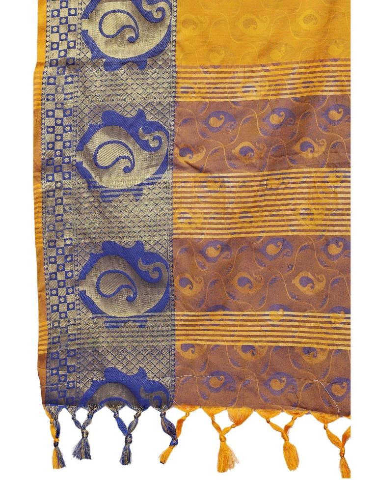 Gold Orange Coloured Poly Silk Jacquard Partywear saree | Sudathi