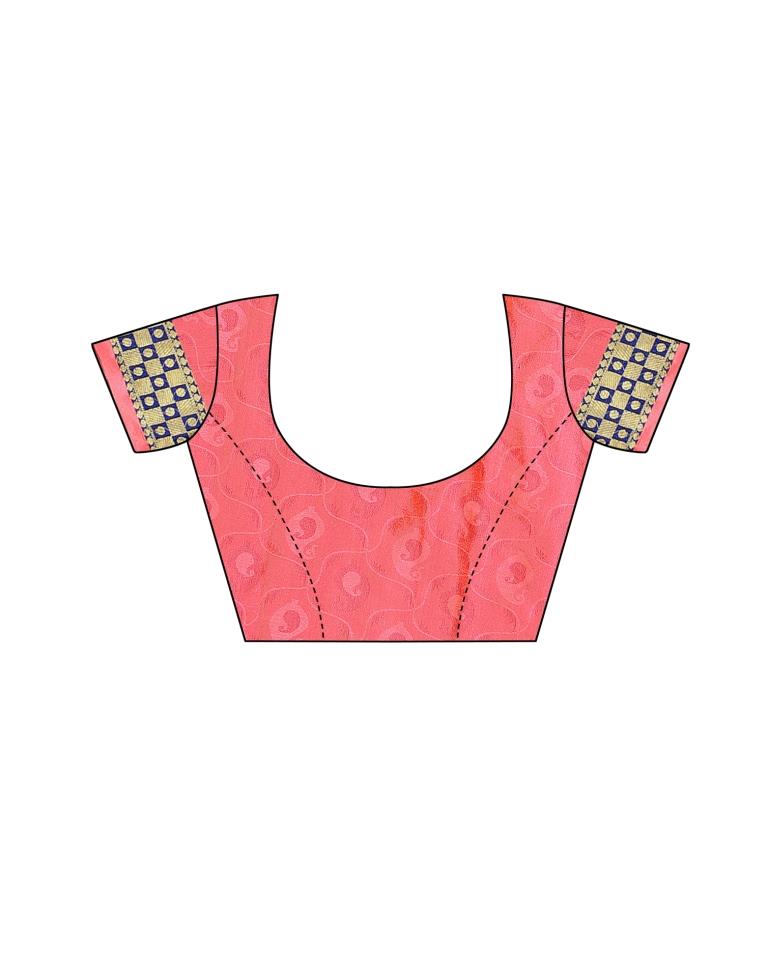 Brink Pink Coloured Poly Silk Jacquard Partywear saree | Sudathi