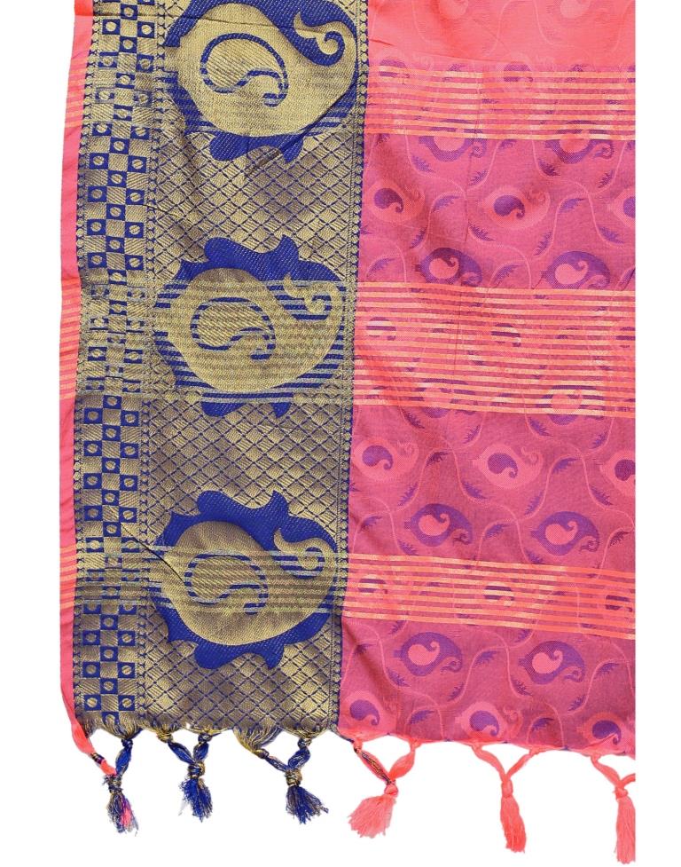 Brink Pink Coloured Poly Silk Jacquard Partywear saree | Sudathi
