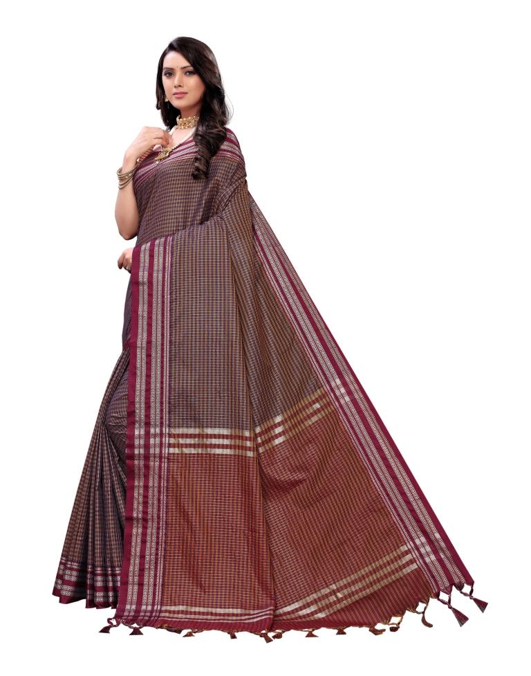 Maroon Coloured Poly Silk Jacquard Partywear saree | Leemboodi