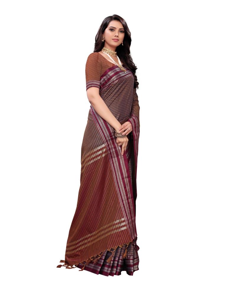 Maroon Coloured Poly Silk Jacquard Partywear saree | Leemboodi