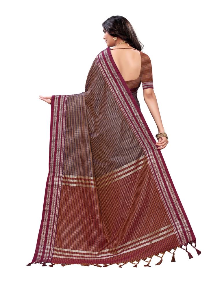 Maroon Coloured Poly Silk Jacquard Partywear saree | Leemboodi