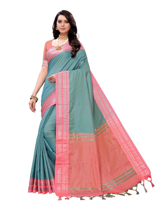 Deep Sky Coloured Poly Silk Jacquard Partywear saree | Leemboodi