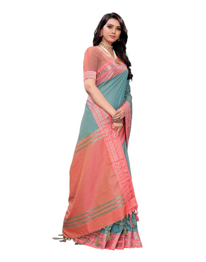 Deep Sky Coloured Poly Silk Jacquard Partywear saree | Leemboodi