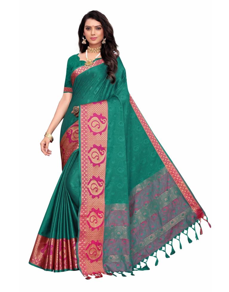 Pine Green Silk Saree | Leemboodi