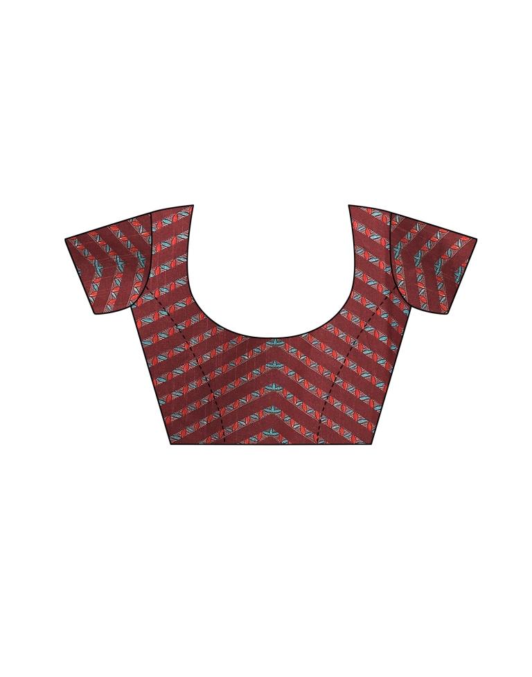 Orange  Printed Silk Saree