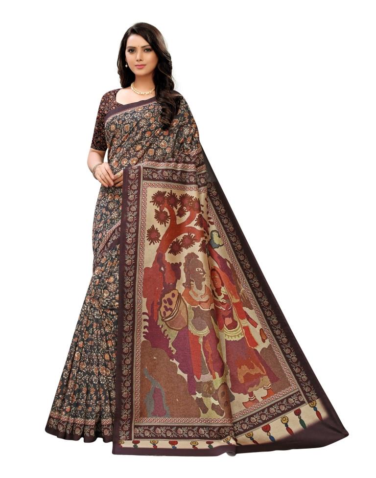 Emerald Green Printed Silk Saree