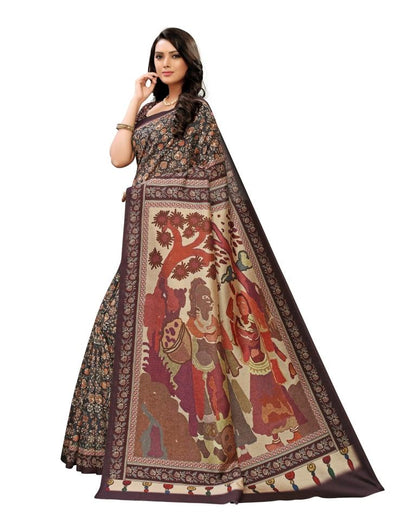 Emerald Green Printed Silk Saree