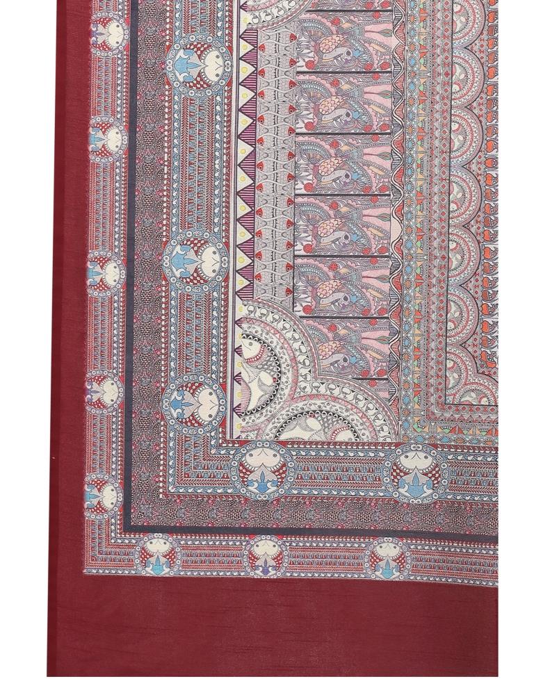 Pink  Printed Silk Saree