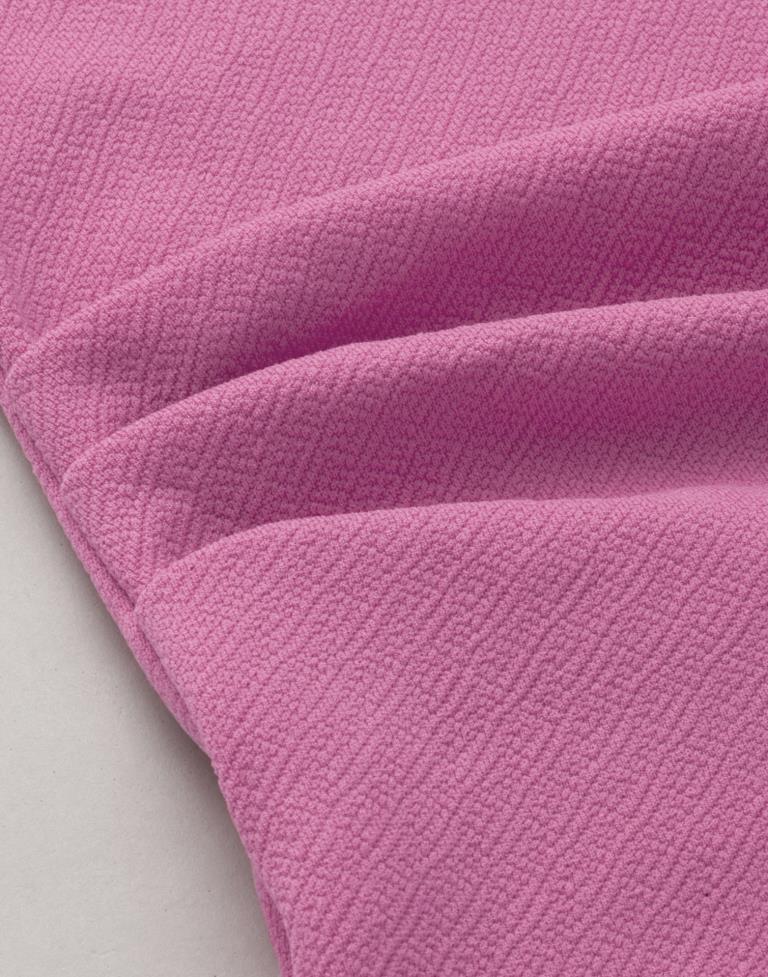 Flamboyant Pink Coloured Knitted Lycra Dress | Leemboodi