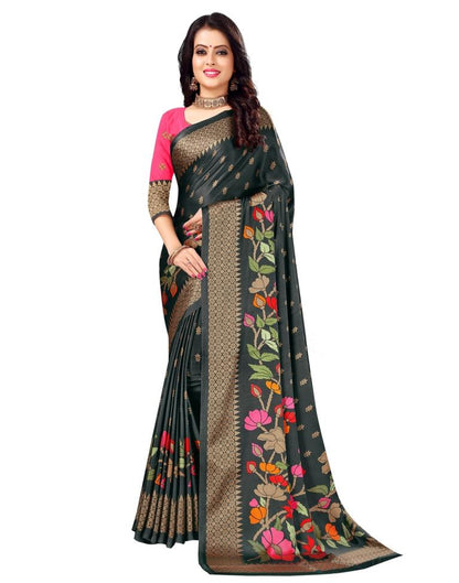 Grey Coloured Crepe Printed Partywear saree | Leemboodi