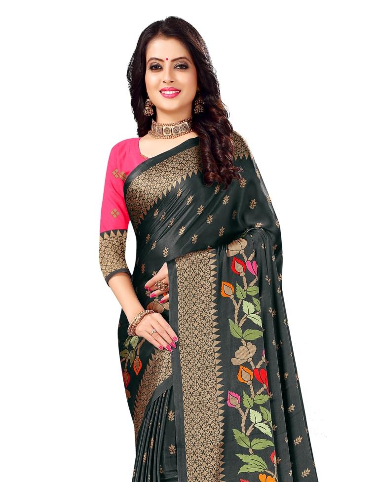Grey Coloured Crepe Printed Partywear saree | Leemboodi