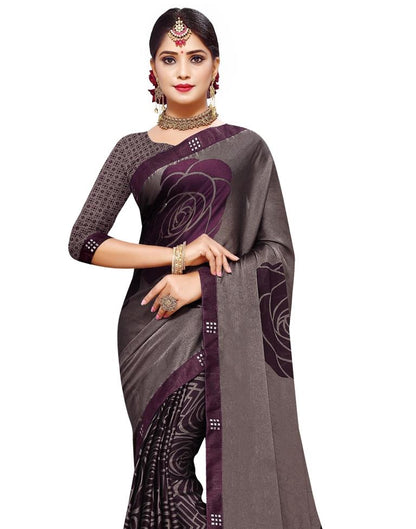 Grape Harvest Purple Coloured Chiffon Casual saree | Leemboodi