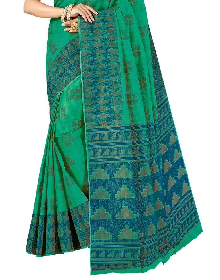 Paris Green Coloured Printed Cotton Saree | Leemboodi