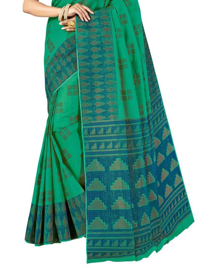 Paris Green Coloured Printed Cotton Saree | Leemboodi