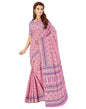 Hot Pink Coloured Printed Cotton Saree | Leemboodi