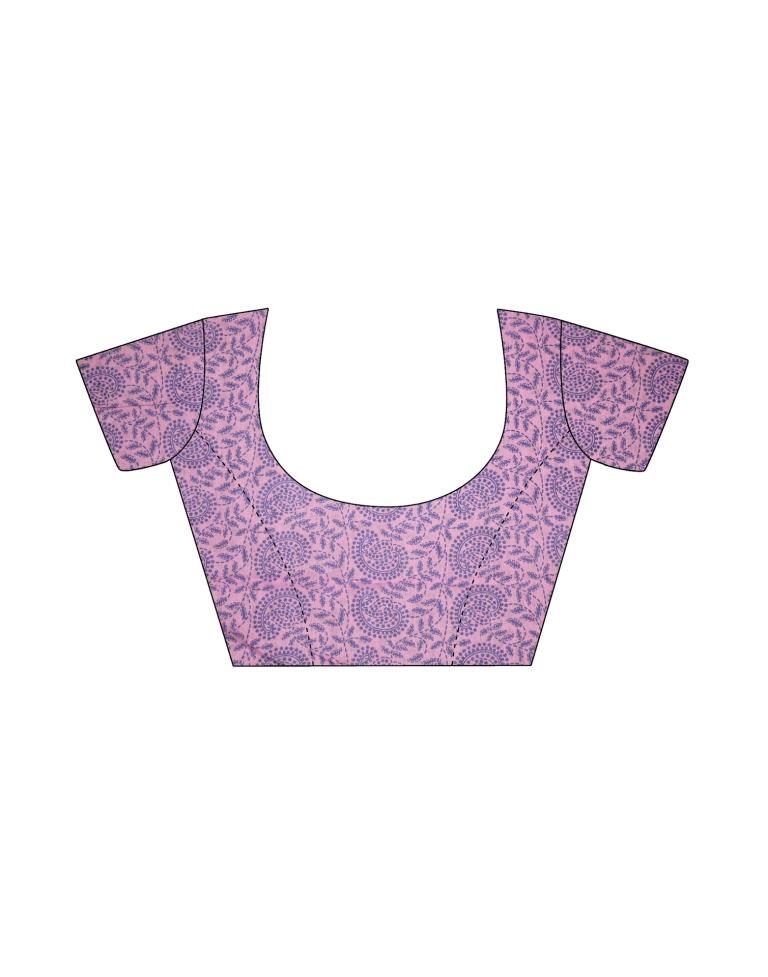 Hot Pink Coloured Printed Cotton Saree | Leemboodi