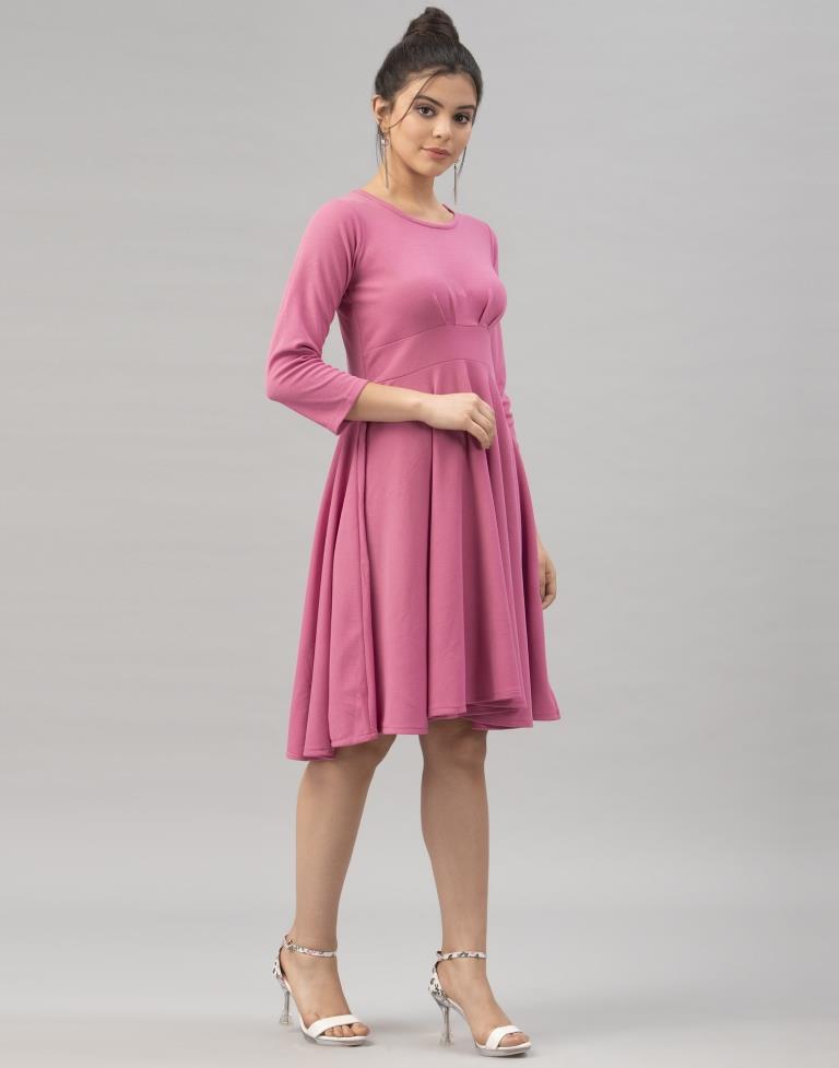 Standard Pink Coloured Knitted Lycra Dress | Sudathi