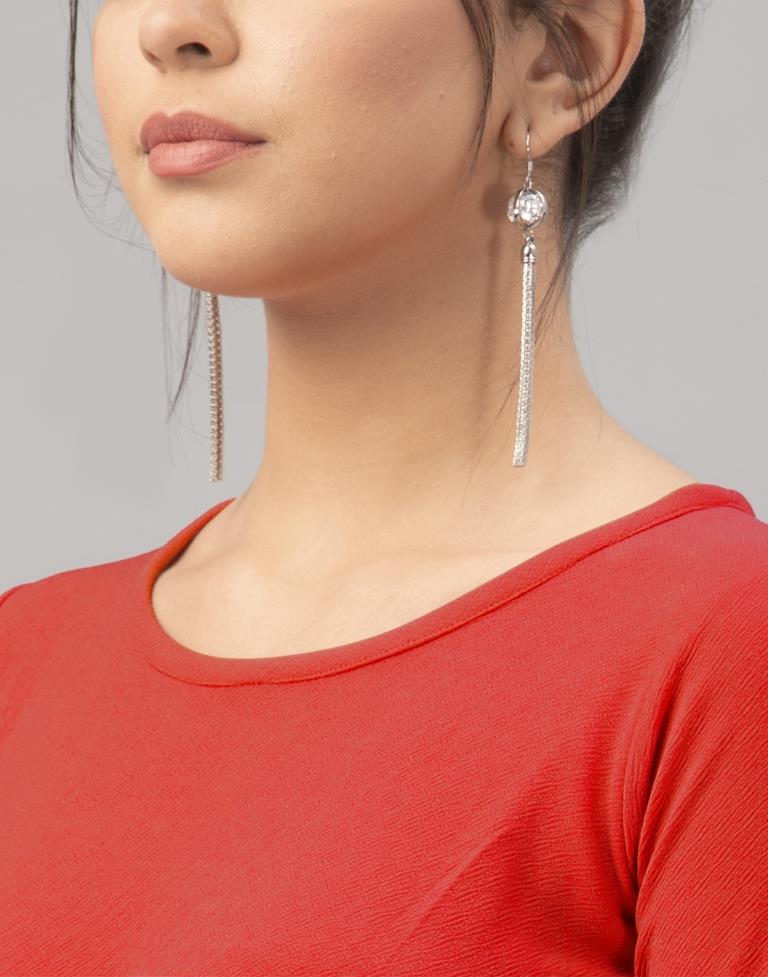 Lustrous Red Coloured Knitted Lycra Dress | Sudathi