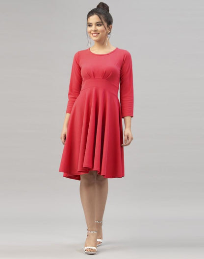 Amazing Red Coloured Knitted Lycra Dress | Sudathi