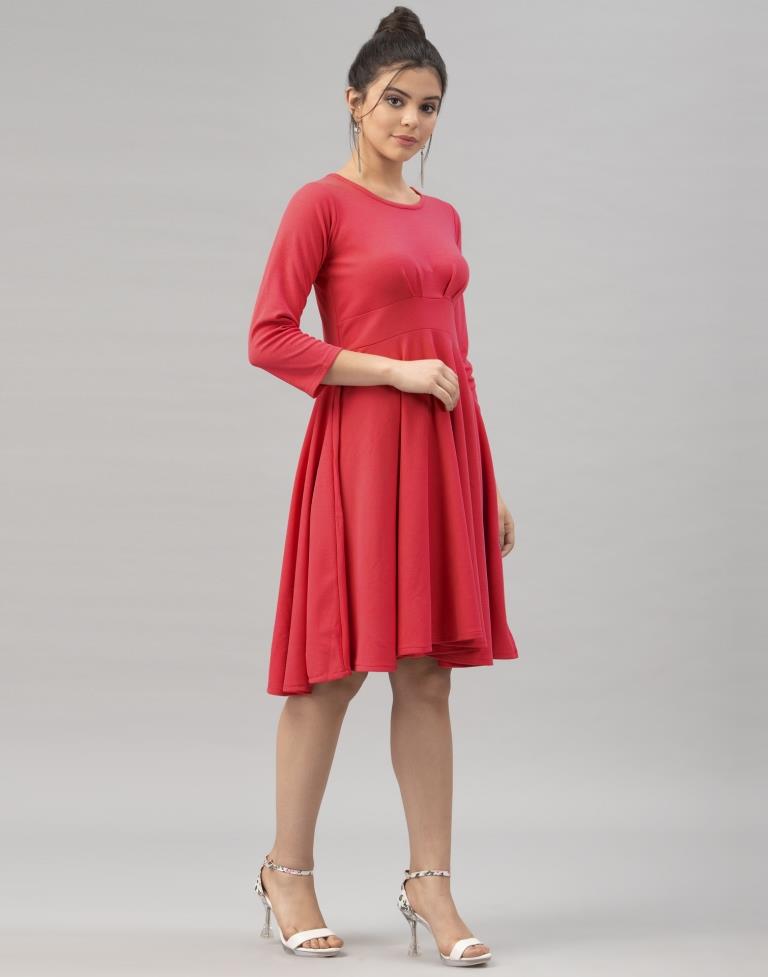 Amazing Red Coloured Knitted Lycra Dress | Sudathi