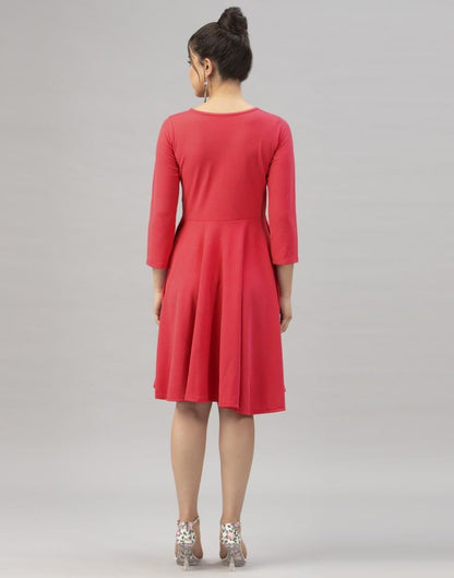 Amazing Red Coloured Knitted Lycra Dress | Sudathi