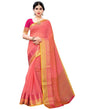 Coral Pink Coloured Jacquard Cotton Saree | Sudathi