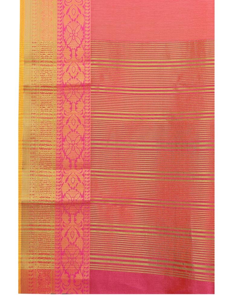 Coral Pink Coloured Jacquard Cotton Saree | Sudathi