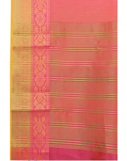 Coral Pink Coloured Jacquard Cotton Saree | Sudathi