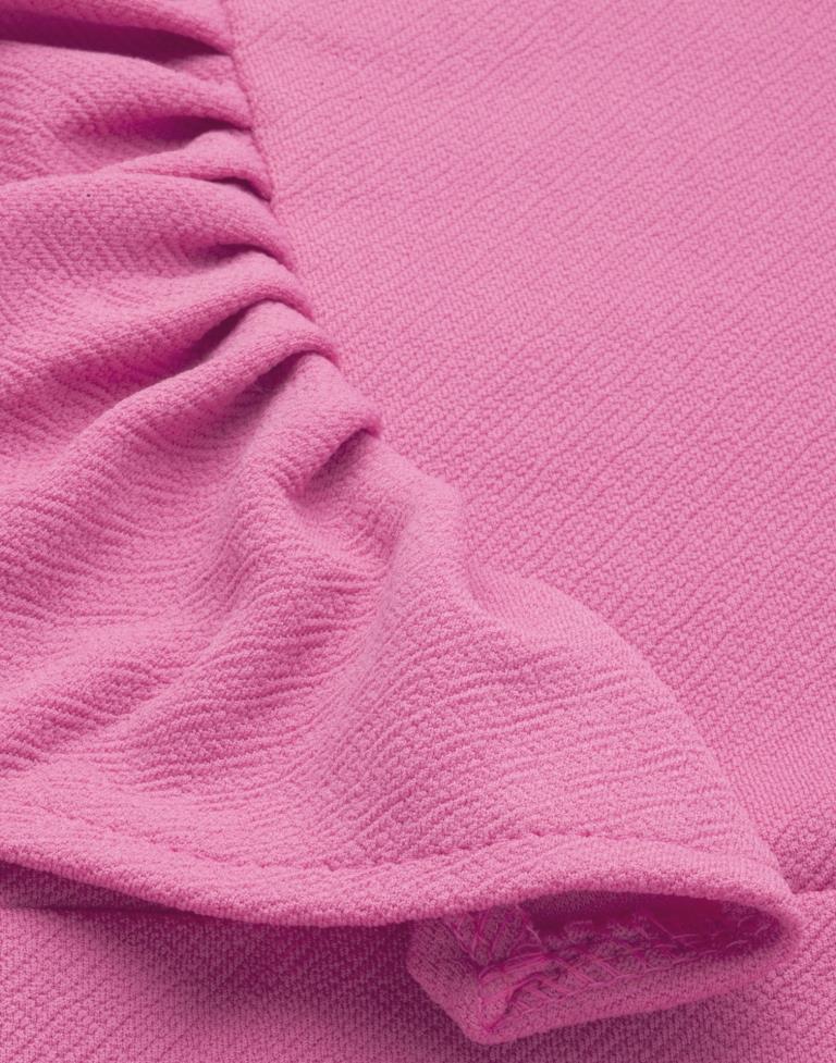 Mind Blowing Pink Coloured Knitted Lycra Dress | Sudathi